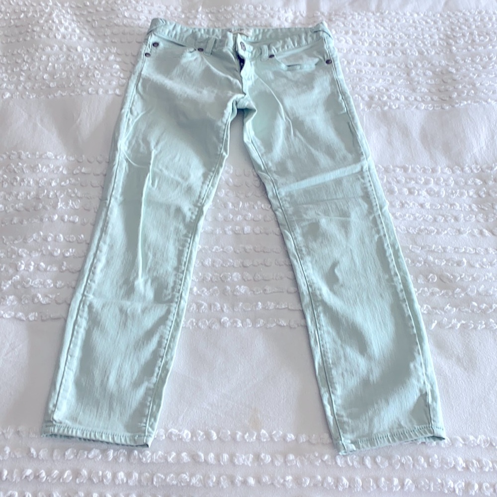 Free People pale mint cropped jeans